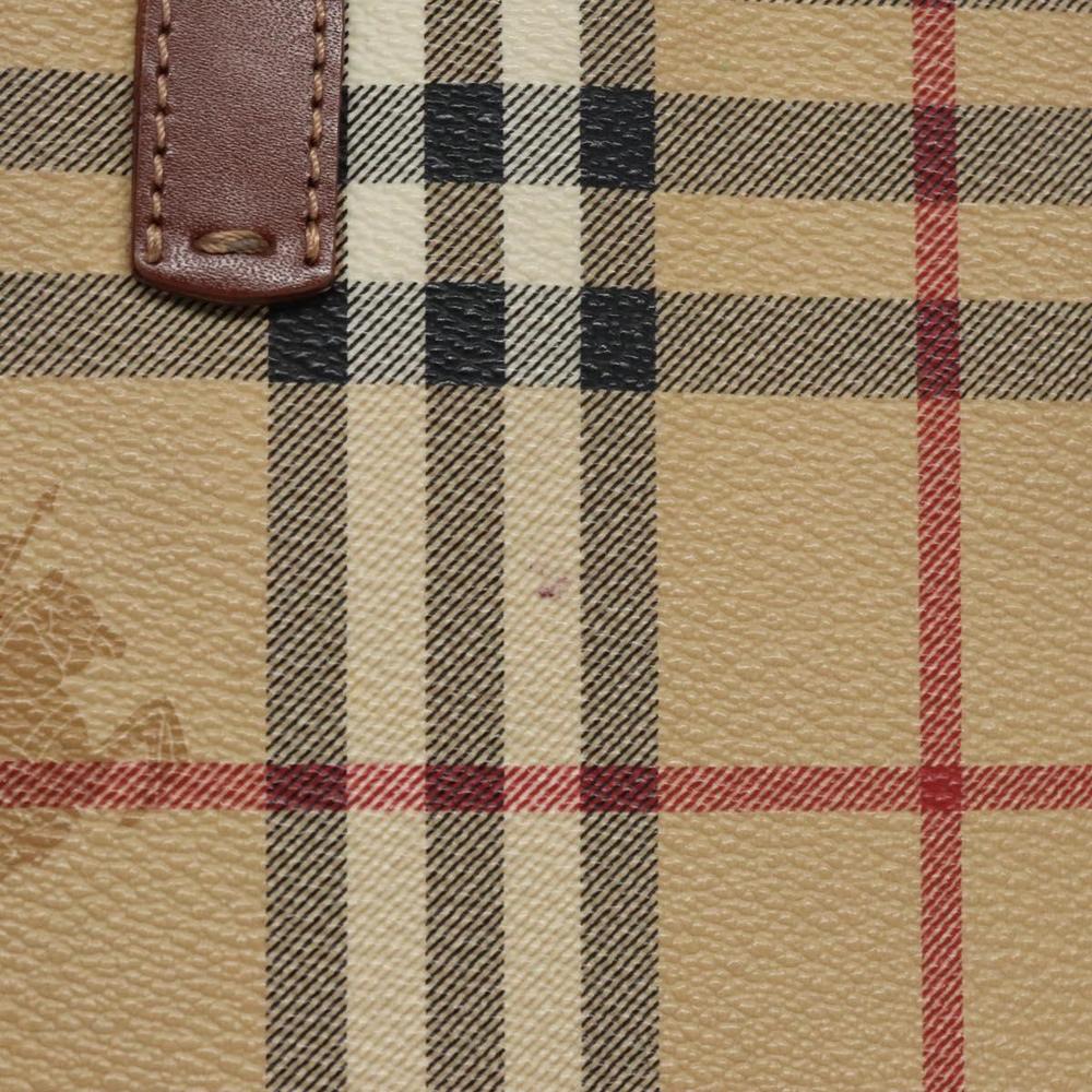 BURBERRY Nova Check Hand Bag PVC Beige Brown gold Auth 110504 - Picture 3 of 16